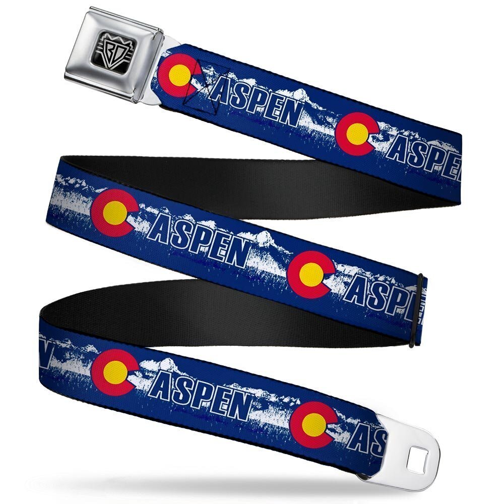 1701 Unisex-Adult's Seatbelt Belt XL, Colorado Aspen Flag/Snowy Mountains